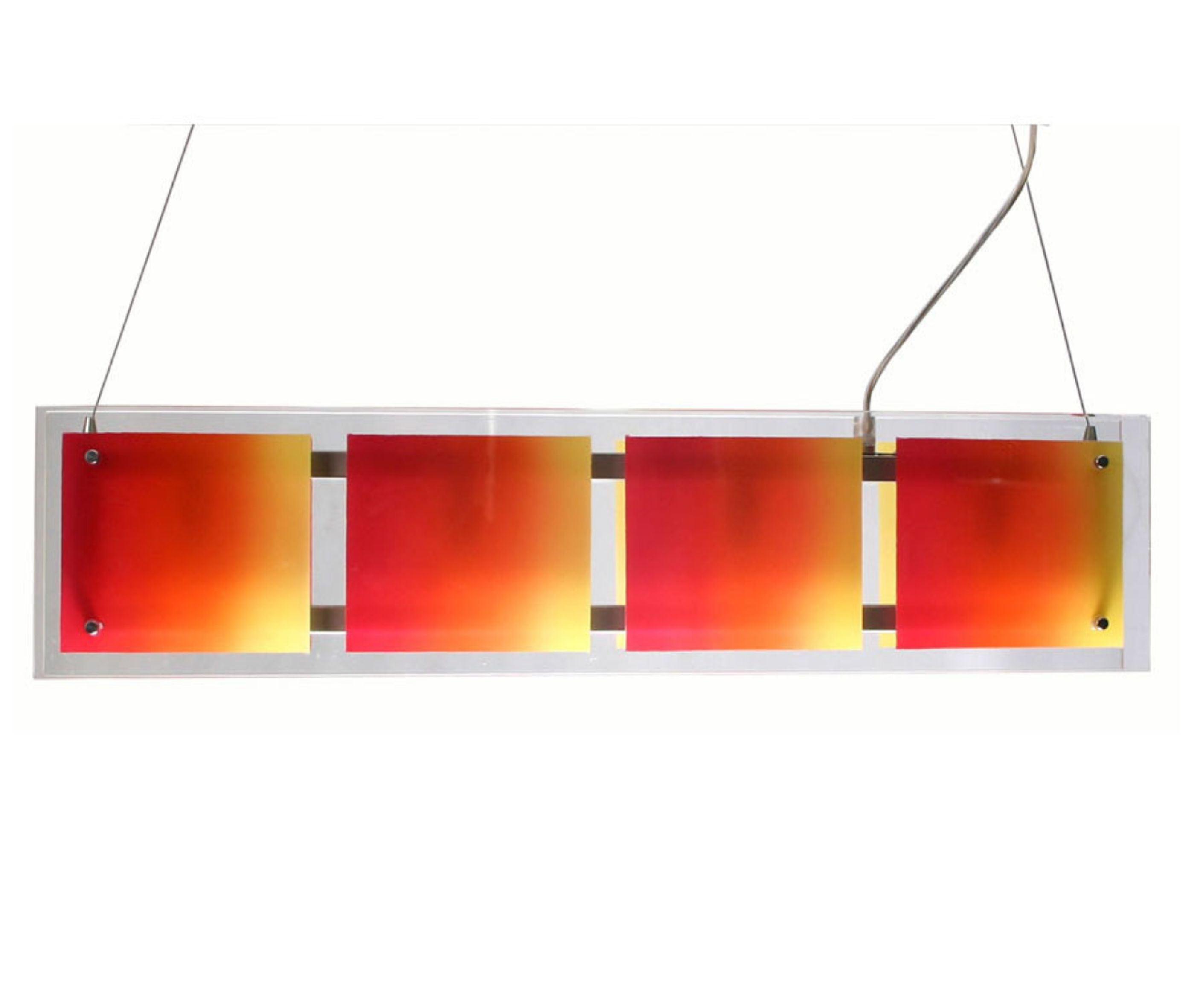 PANEL 4 Light Halogen Rectangle Coloured Glass Pendant